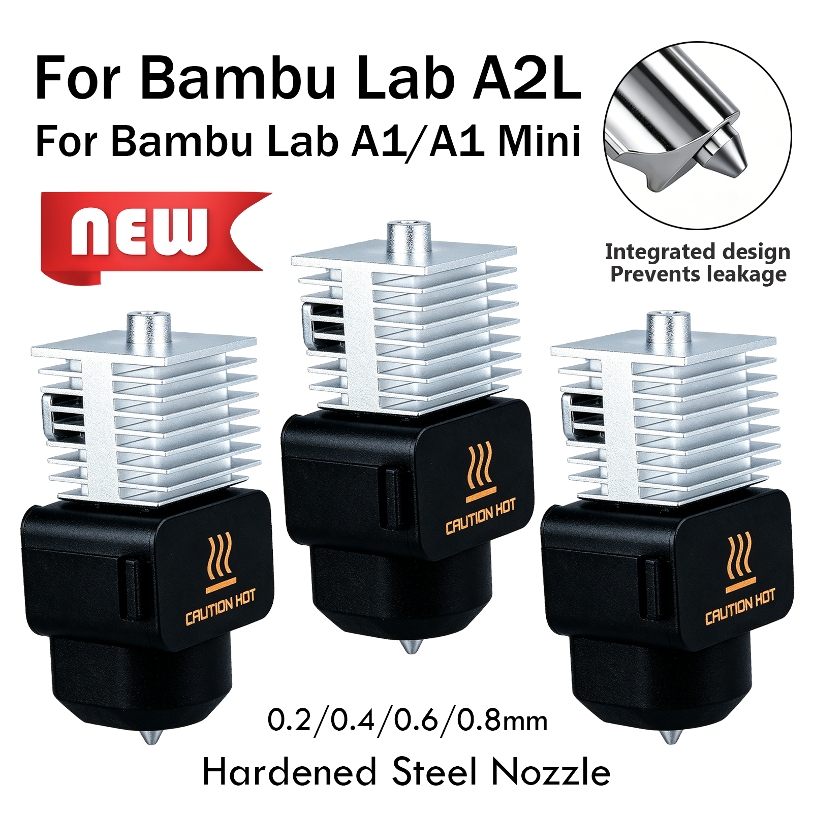 Nozzle 0.4Mm Hardened - Upgraded Hotend Kit For Bamb Lab