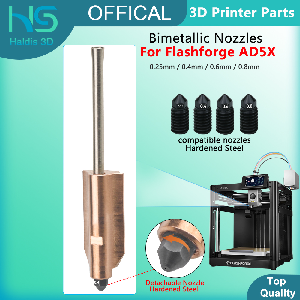 Nozzle 0.4Mm Hardened - For Flashforge AD5X Bimetallic Hardened Steel