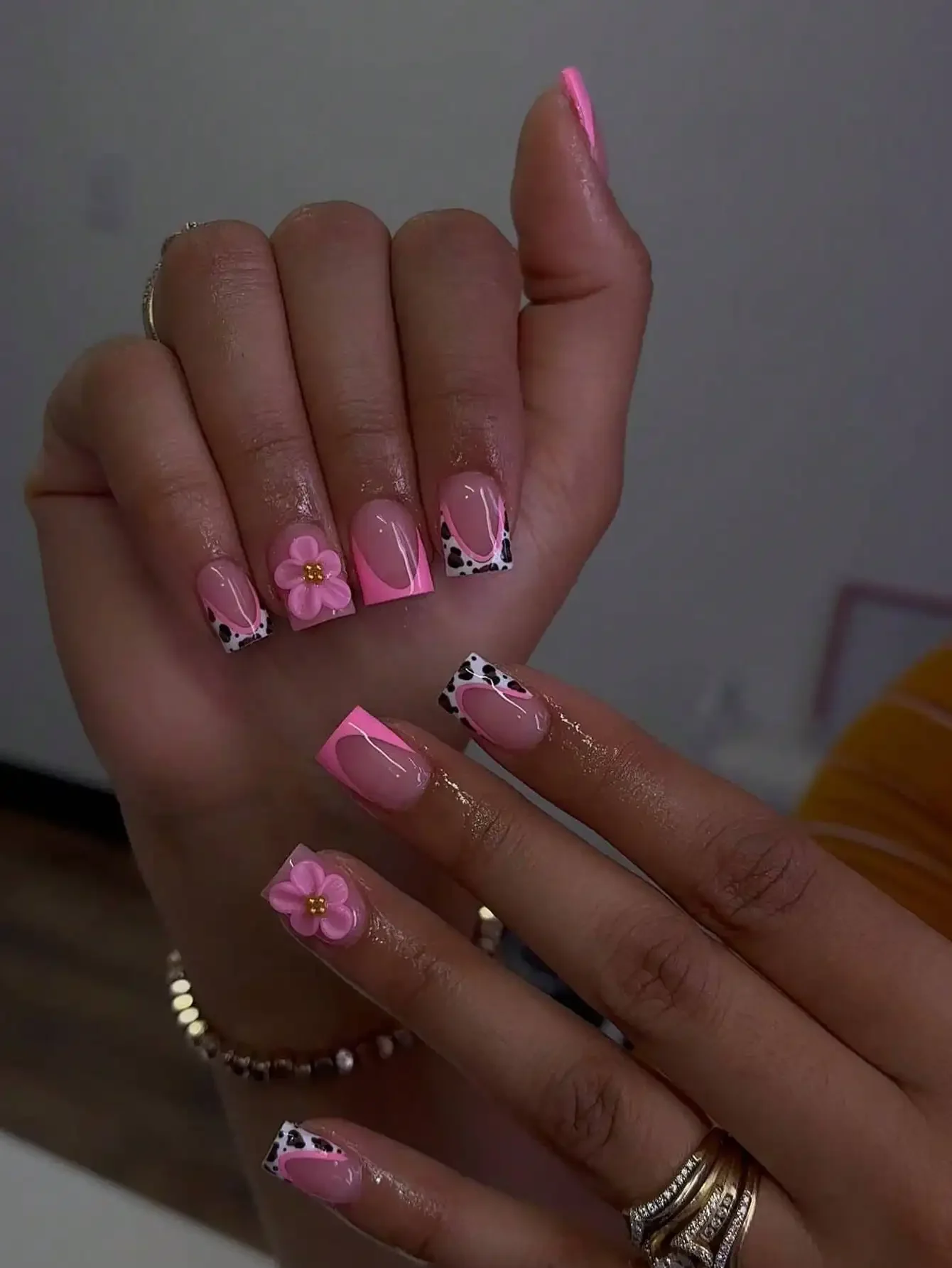 3D Printing File Free - 24pcs Leopard Print Pink Square Nail