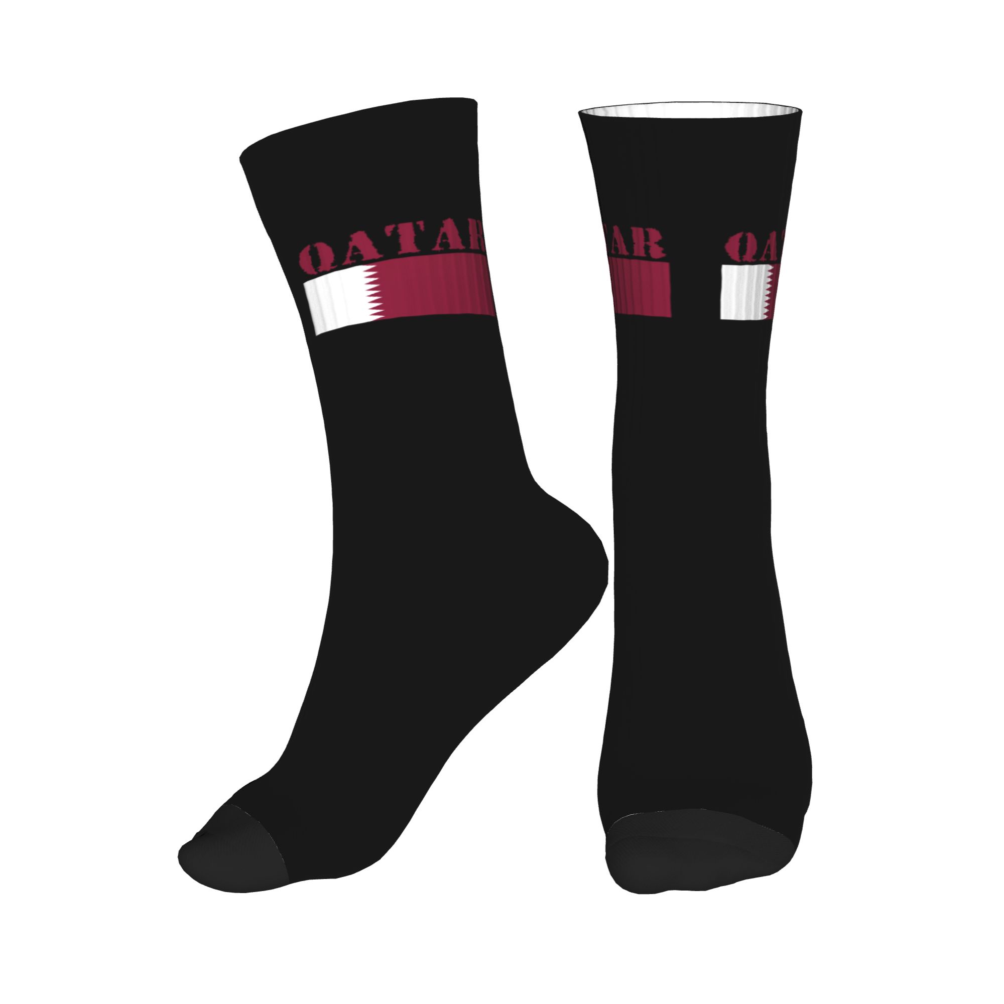 3D Printing Qatar - Fashion Qatar Flag Socks Men Women