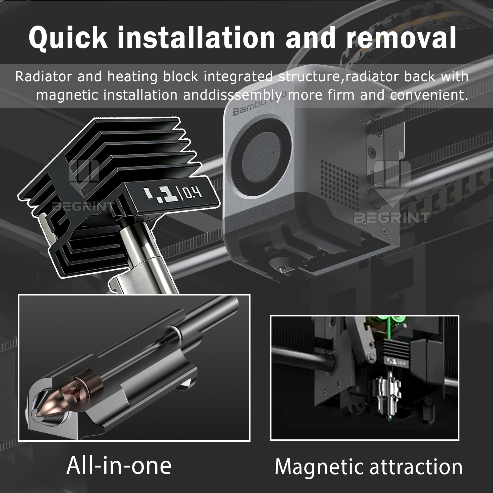 New Integrated Hotend For Bamb - огляд і ціна Nozzle 0.4Mm Hardened