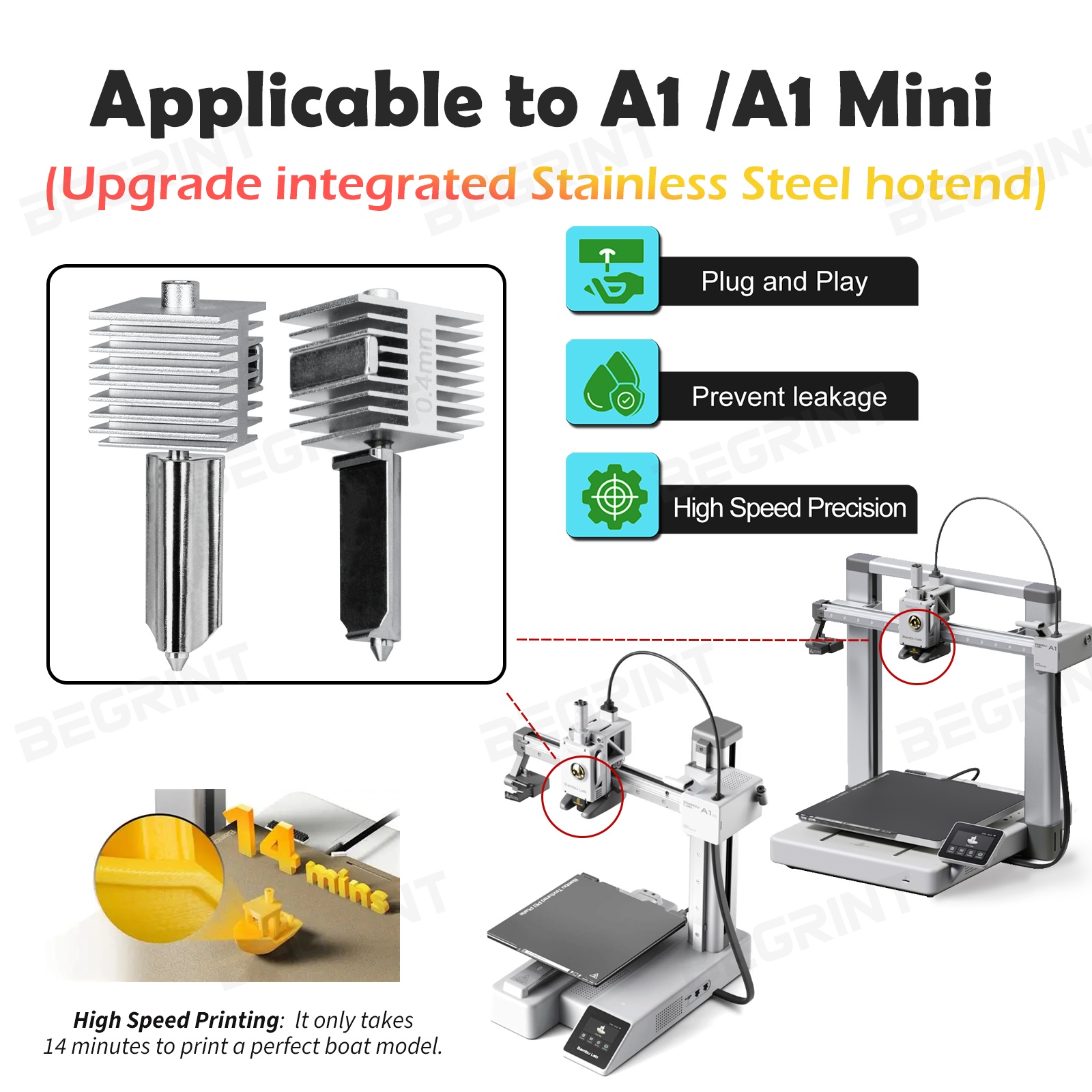 Upgraded Hotend Kit For Bamb L - огляд і ціна Nozzle 0.4Mm Hardened