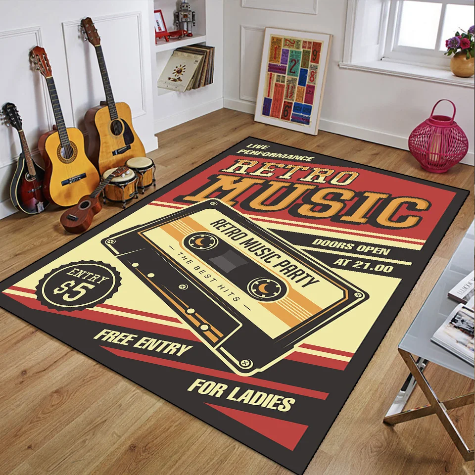 Retro Music Rugs for Bedroom D - огляд і ціна 3D Printing Guitar