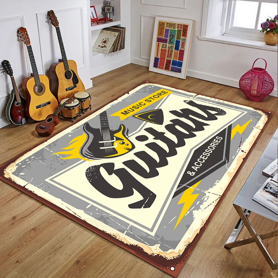 Retro Music Rugs for Bedroom D - огляд і ціна 3D Printing Guitar