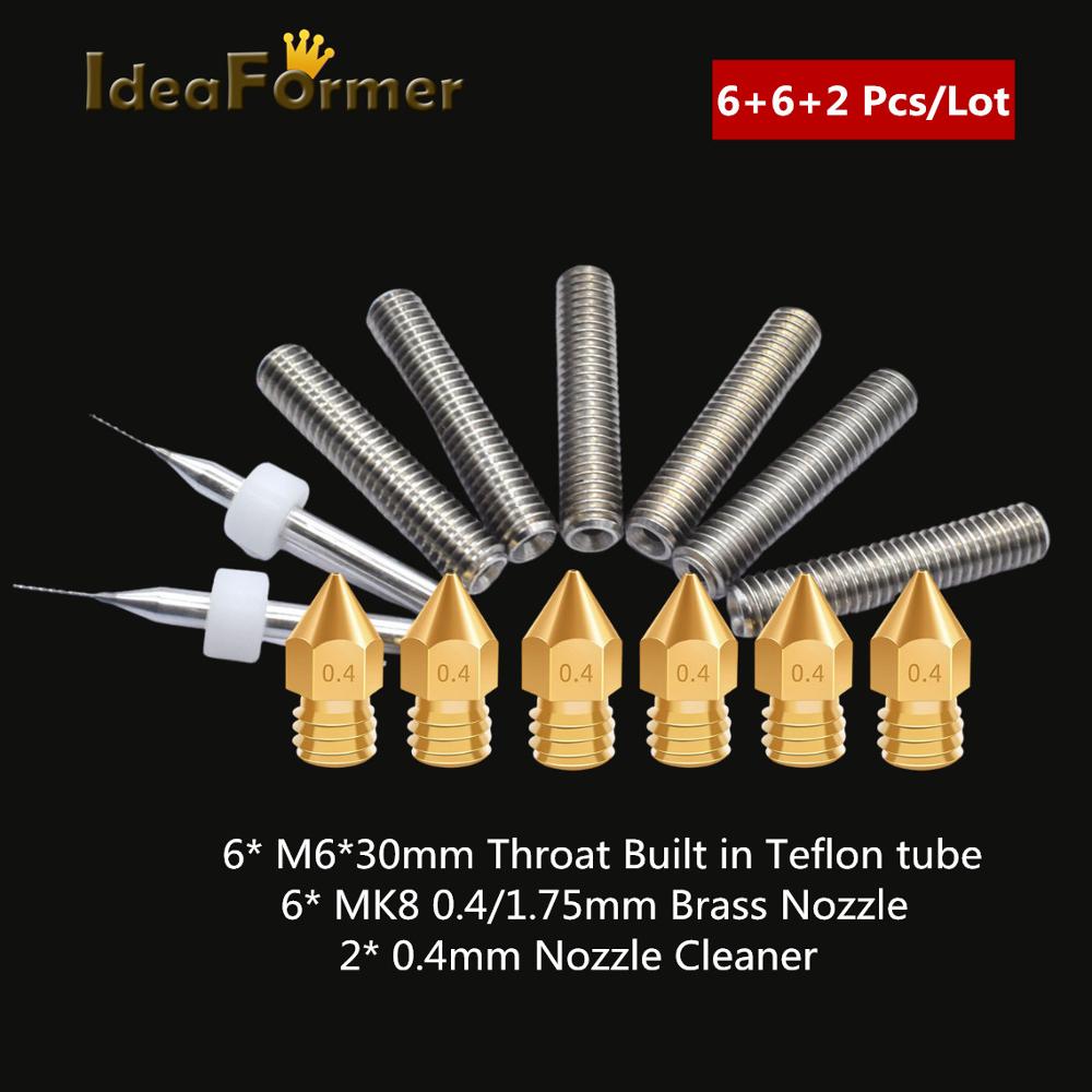 6Pcs MK8 0.4mm Brass Nozzle+6P - огляд і ціна 3D Printer Nozzle Brass