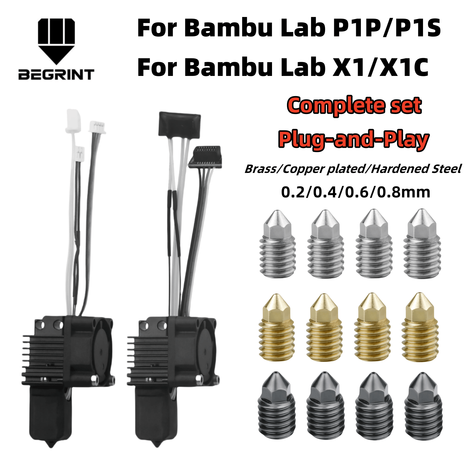 For Bambu Lab X1C P1P P1S Comp - огляд і ціна Nozzle 0.4Mm Hardened