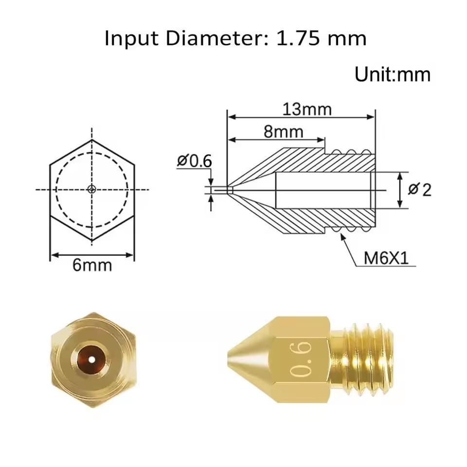 0.4mm MK8 Extruder Nozzle 3D P - огляд і ціна 3D Printer Nozzle Brass