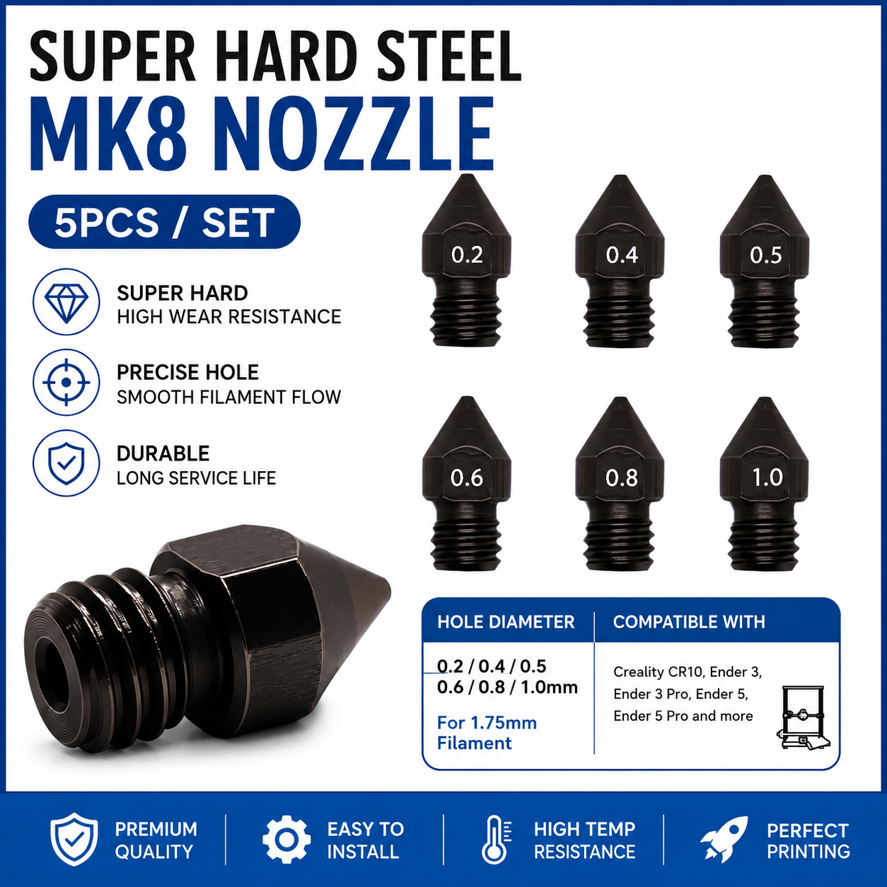 Super Hardened Steel Nozzle MK - огляд і ціна 3D Printer Hotend Kit