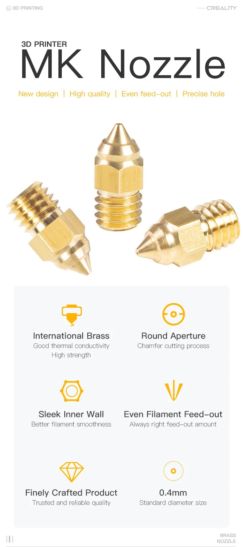 Creality 5Pcs/Set 0.2/0.4/0.6/ - огляд і ціна 3D Printer Nozzle Brass